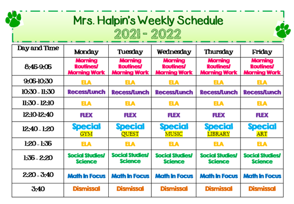 Halpin, Laura / Our Schedule